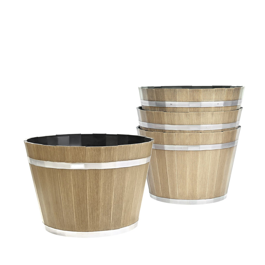 Set of 4 11.8-Inch Whiskey Barrel Planters – product view 6 of 9