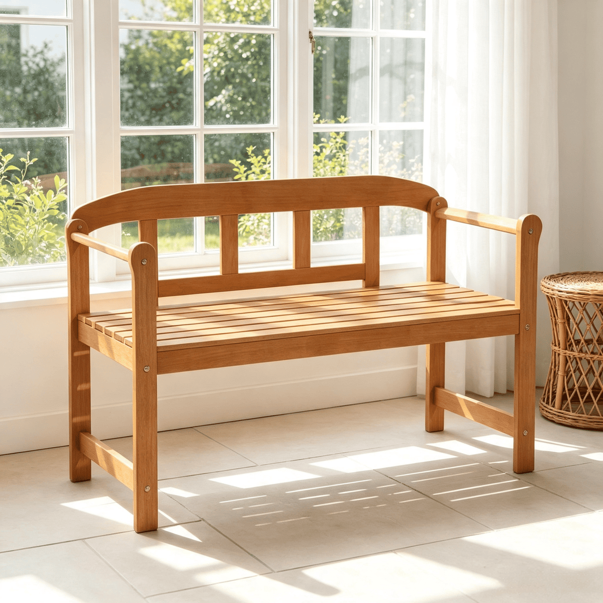 2-Seat Acacia Wood Garden Bench – main product view