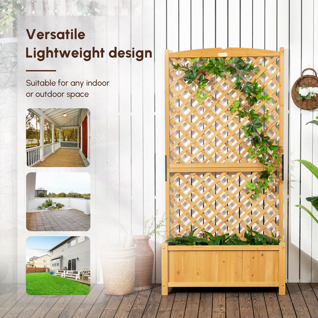 49-Inch Fir Wood Planter with Trellis, Natural – product view 8 of 12