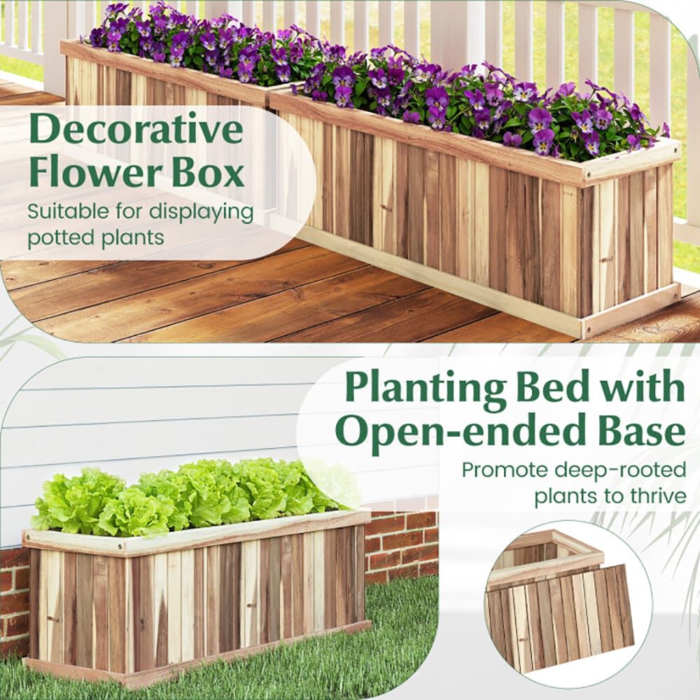 Acacia Wood Planter with Drainage and Removable Base – product view 8 of 10