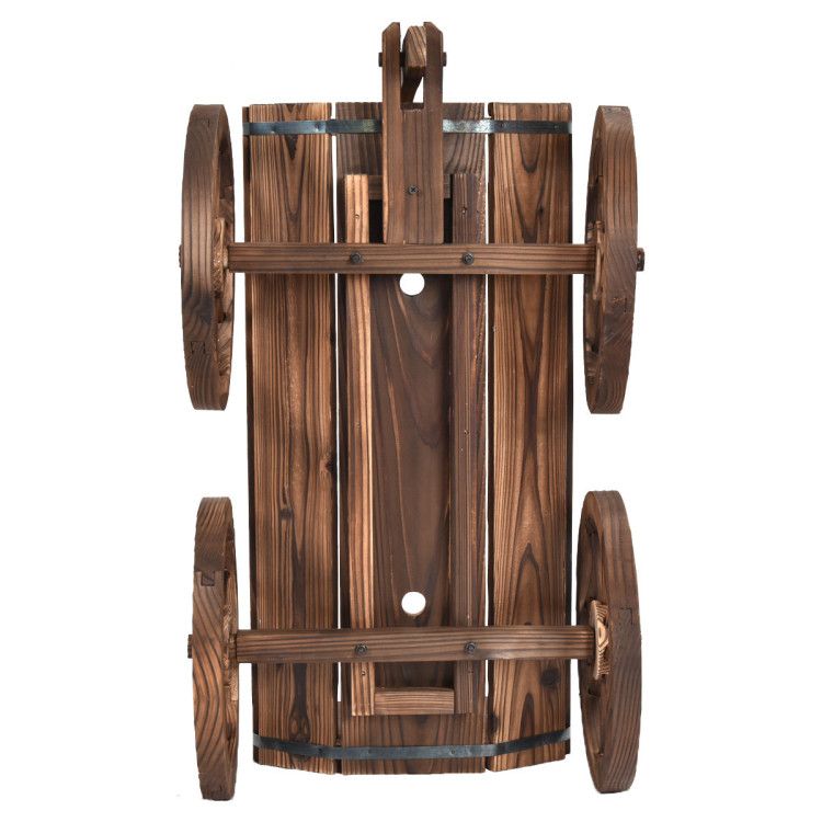Fir Wood Wagon Planter with Wheels – product view 6 of 12
