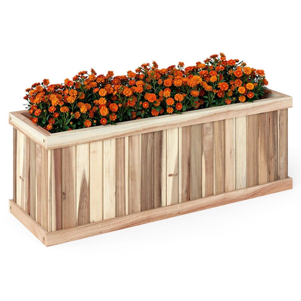 Acacia Wood Planter with Drainage and Removable Base – product view 2 of 10