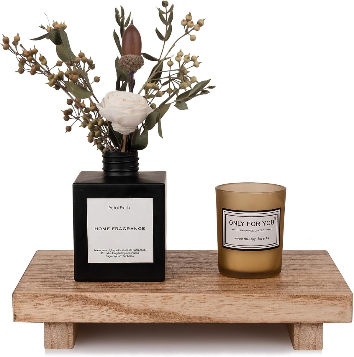 9-Inch Brown Wood Pedestal Tray – main product view