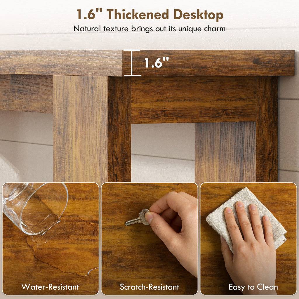 63-Inch Distressed Brown Console Table – product view 4 of 11