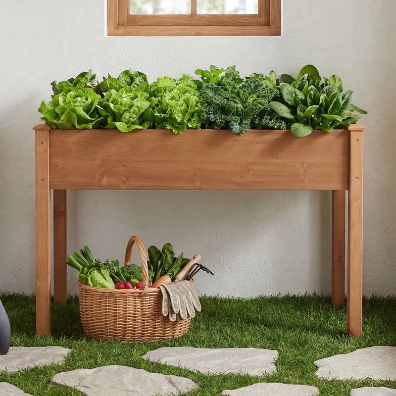 48-Inch Cedar Planter with Liner, Brown – main product view