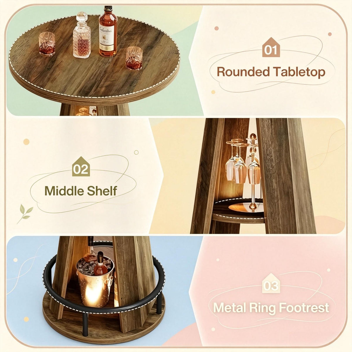 39.4-Inch 3-Tier Bar Table – product view 4 of 6