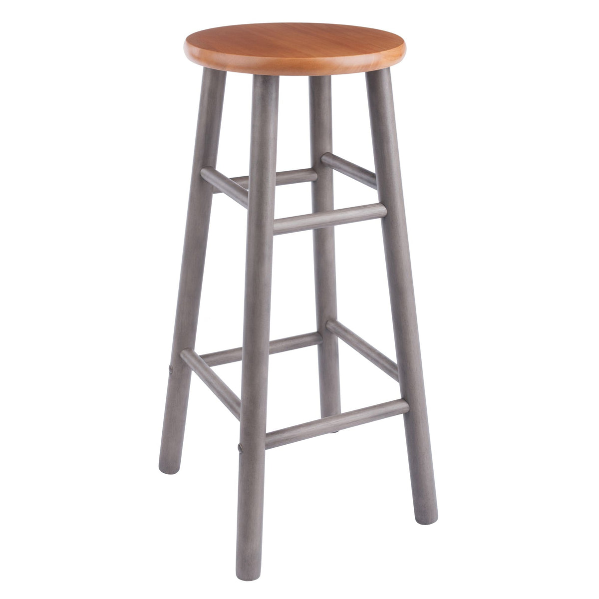Set of 2 29-Inch Gray and Teak Bar Stools – product view 8 of 10