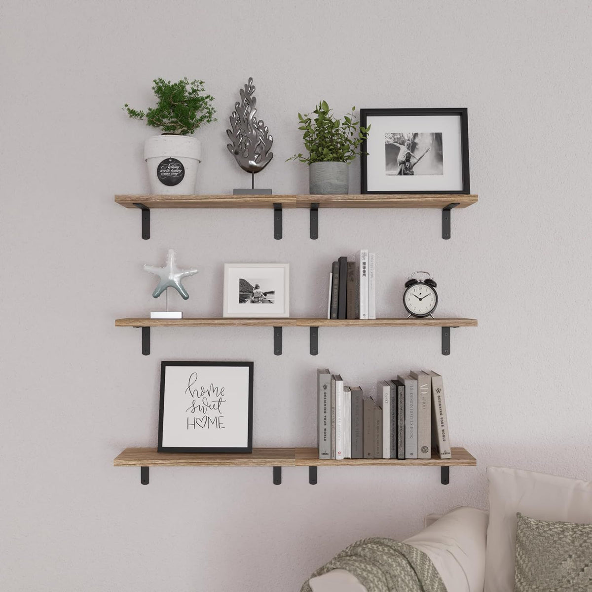 Set of 6 Vintage Brown Floating Shelves – product view 6 of 6