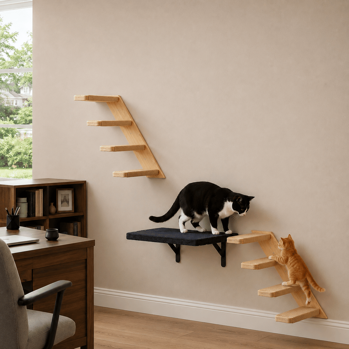 Wall-Mounted Cat Stairs and Shelf Set – product view 5 of 6