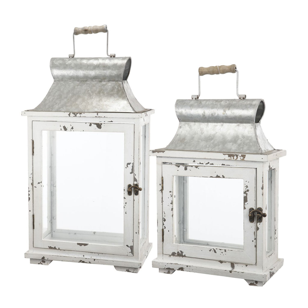 Decorative Wooden Hurricane Candle Lantern – main product view