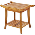 22-Inch Teak Shower Bench with Shelf – main product view