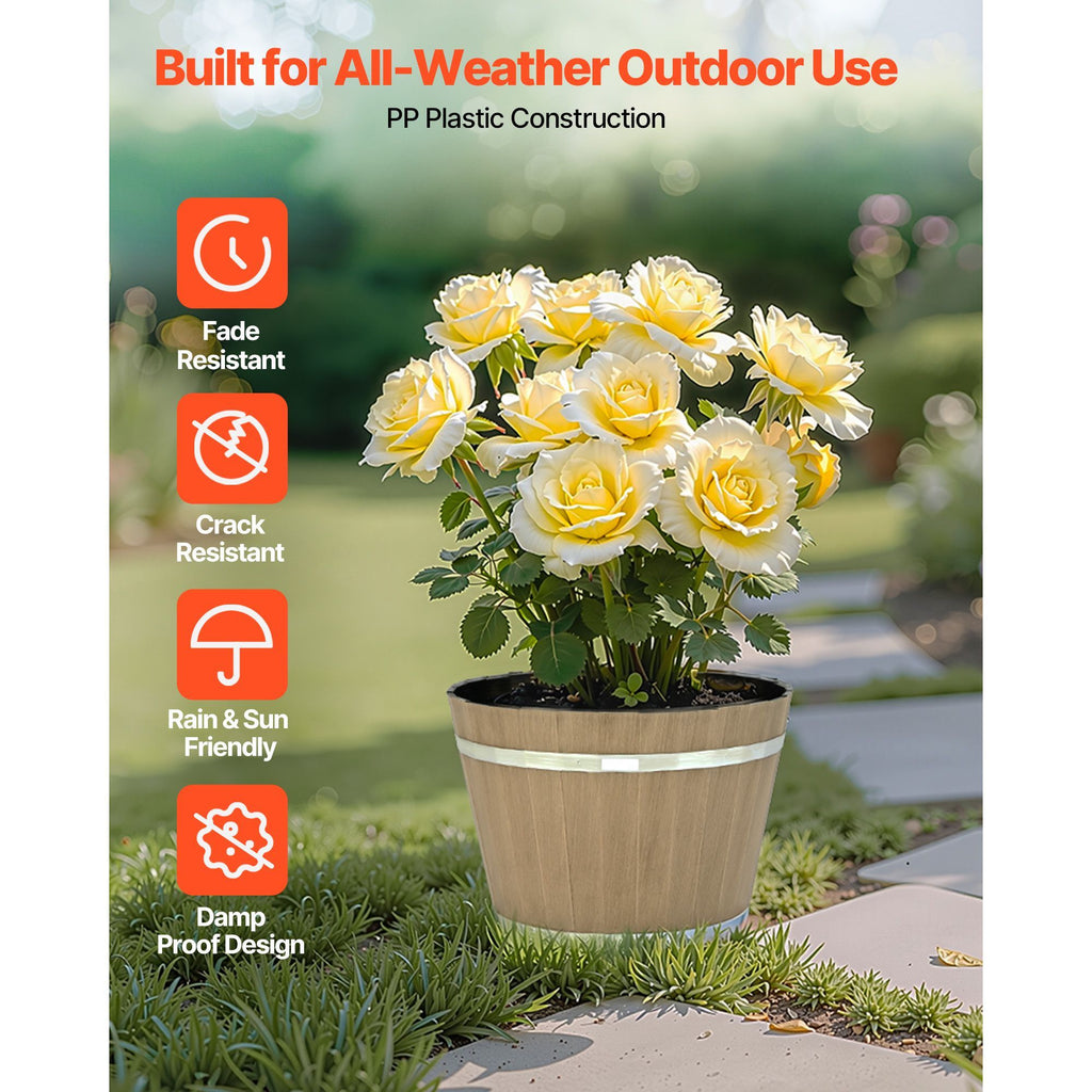 Set of 4 11.8-Inch Whiskey Barrel Planters – product view 8 of 9