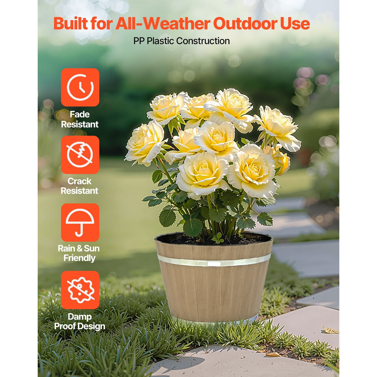 Set of 4 11.8-Inch Whiskey Barrel Planters – product view 8 of 9