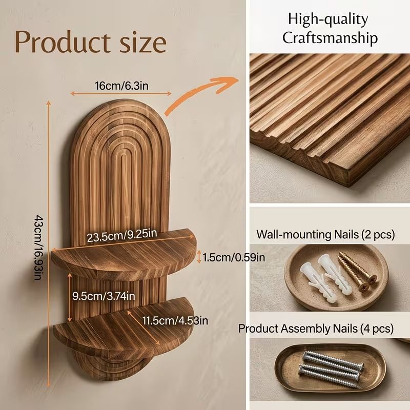 2-Tier Rustic Wood Wall Plant Shelf – product view 6 of 11