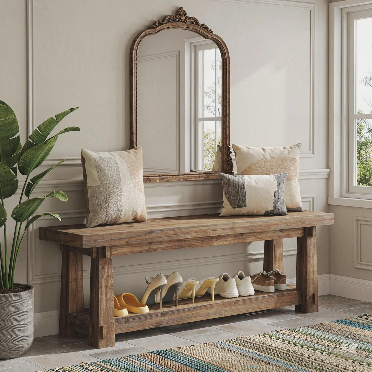 55-Inch Entryway Bench with Shoe Storage – product view 2 of 6