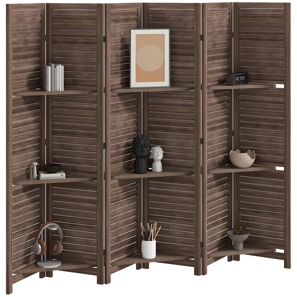 67-Inch 6-Panel Walnut Room Divider with Shelves – alternate product view 11