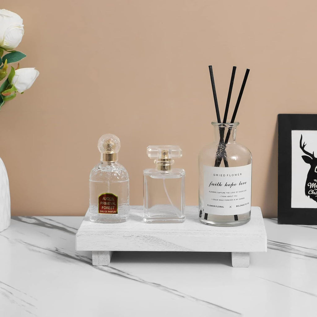 9-Inch White Wood Pedestal Tray – product view 2 of 9