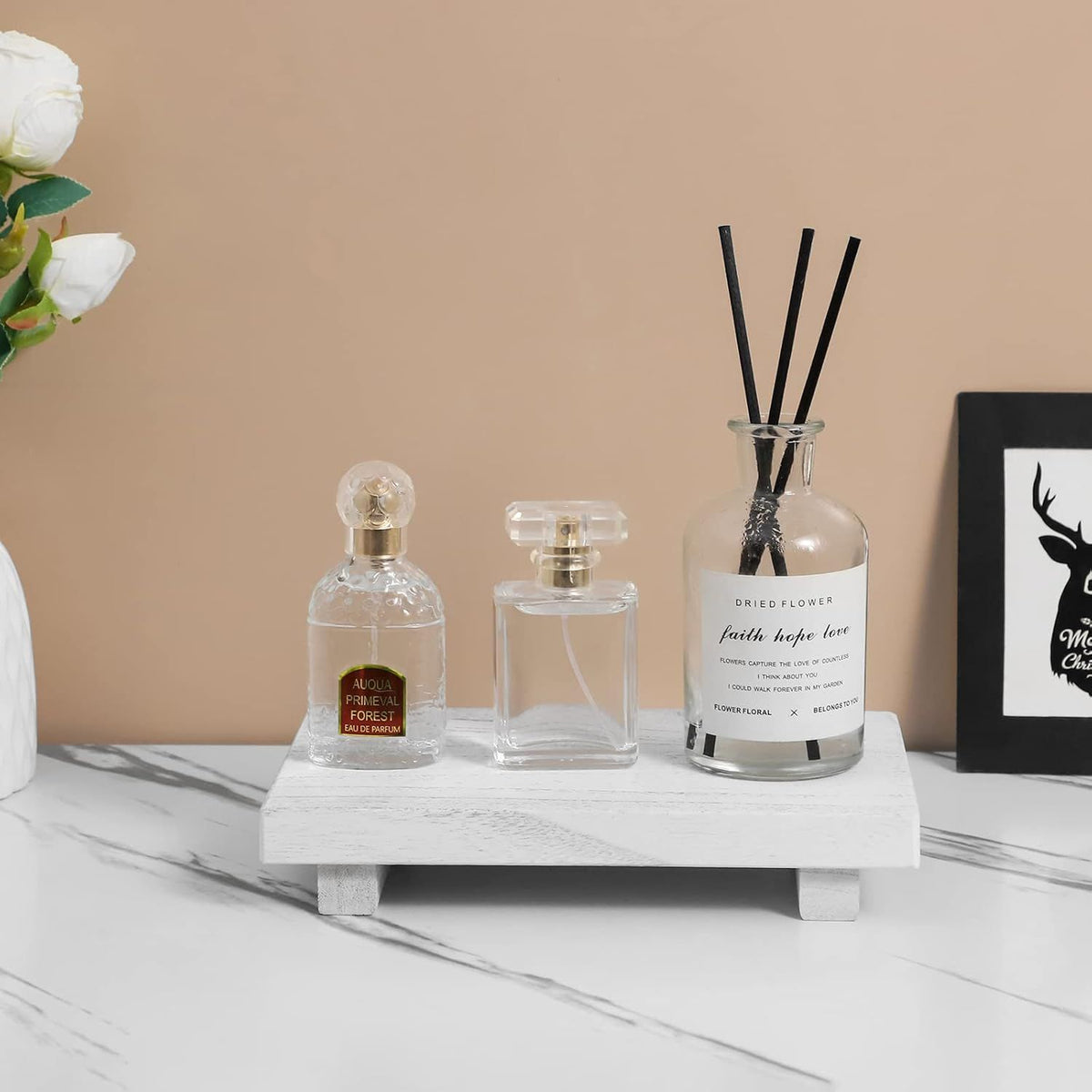 9-Inch White Wood Pedestal Tray – product view 2 of 9