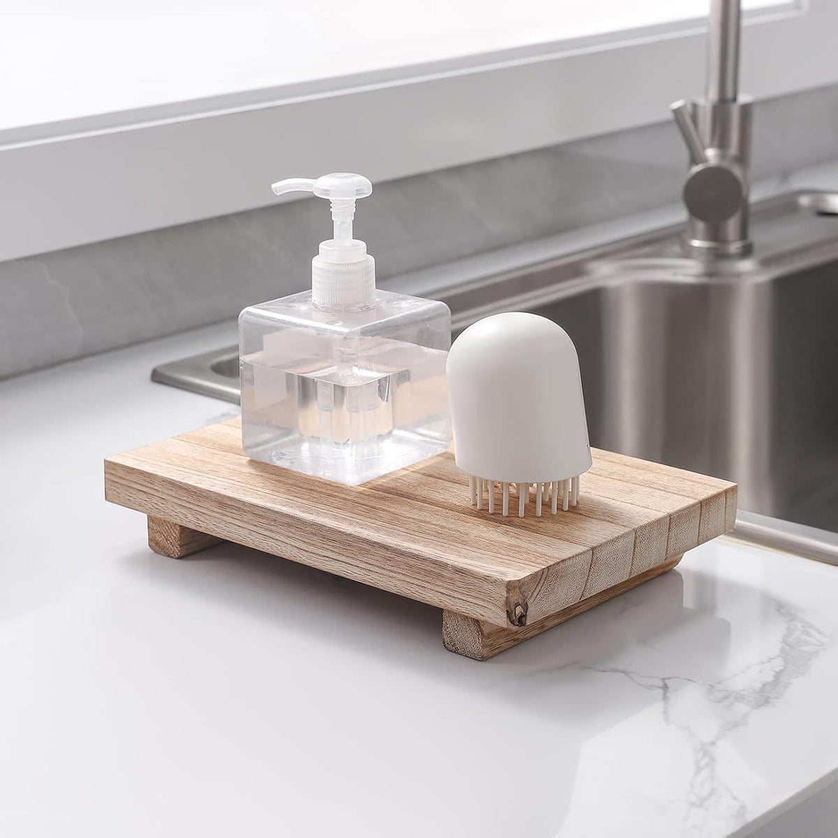 9-Inch Brown Wood Pedestal Tray – product view 2 of 8