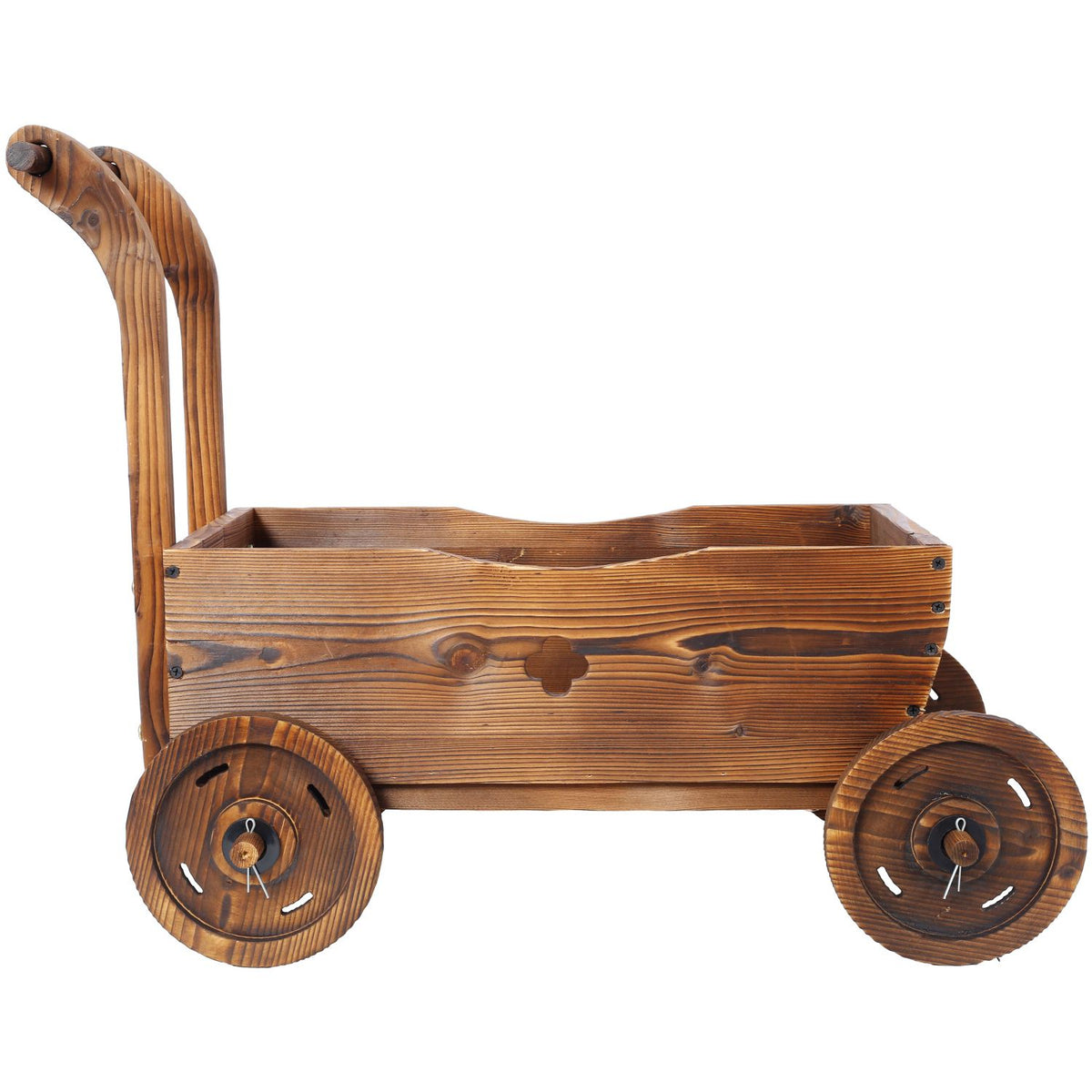 Carbonized Fir Wood Wagon Planter with 4 Wheels – product view 9 of 15