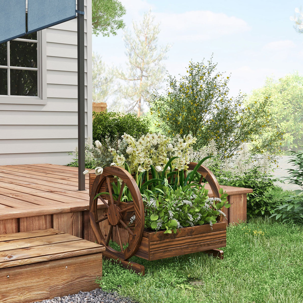 3-Tier Wooden Wagon Planter – product view 7 of 11