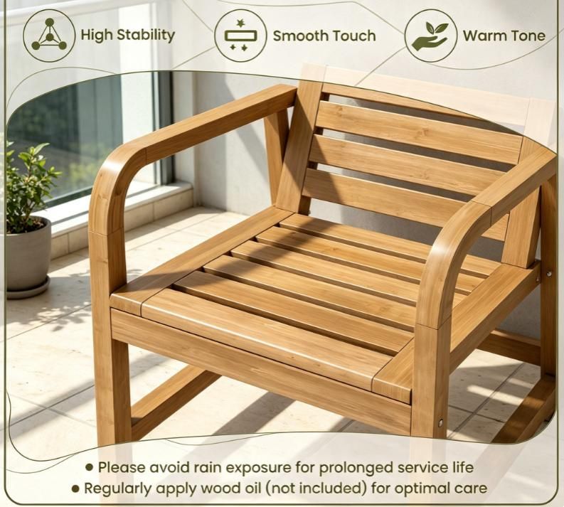 Natural Wood Patio Armchair – product view 3 of 6