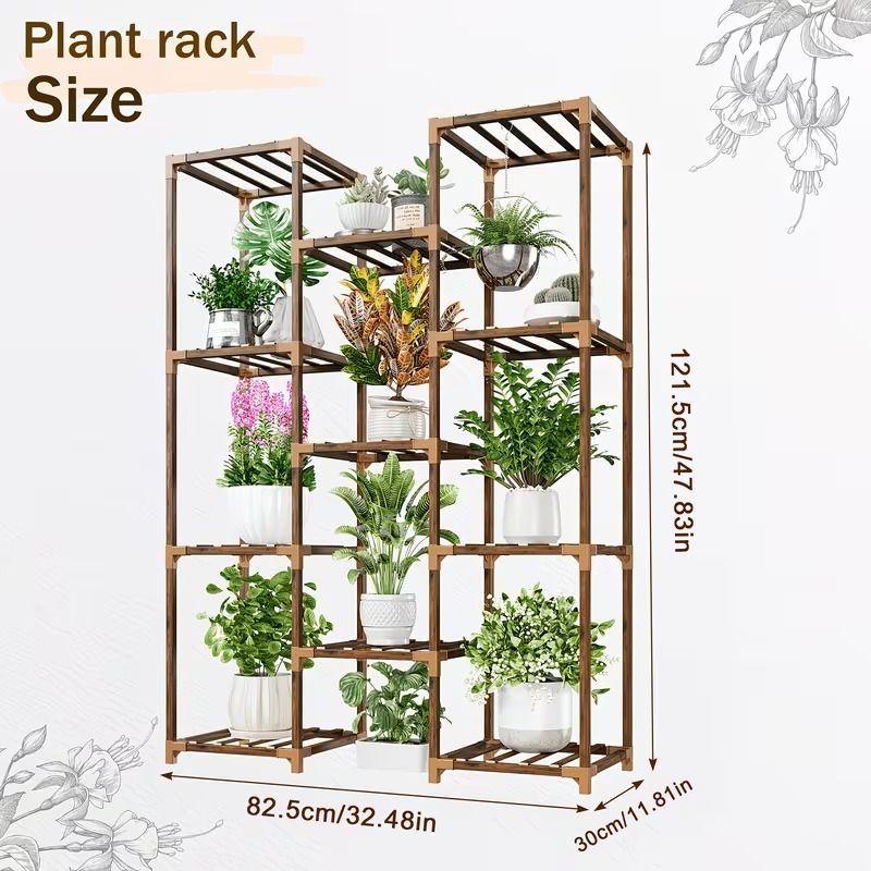 11-Tier Eucalyptus Corner Plant Stand – product view 8 of 9
