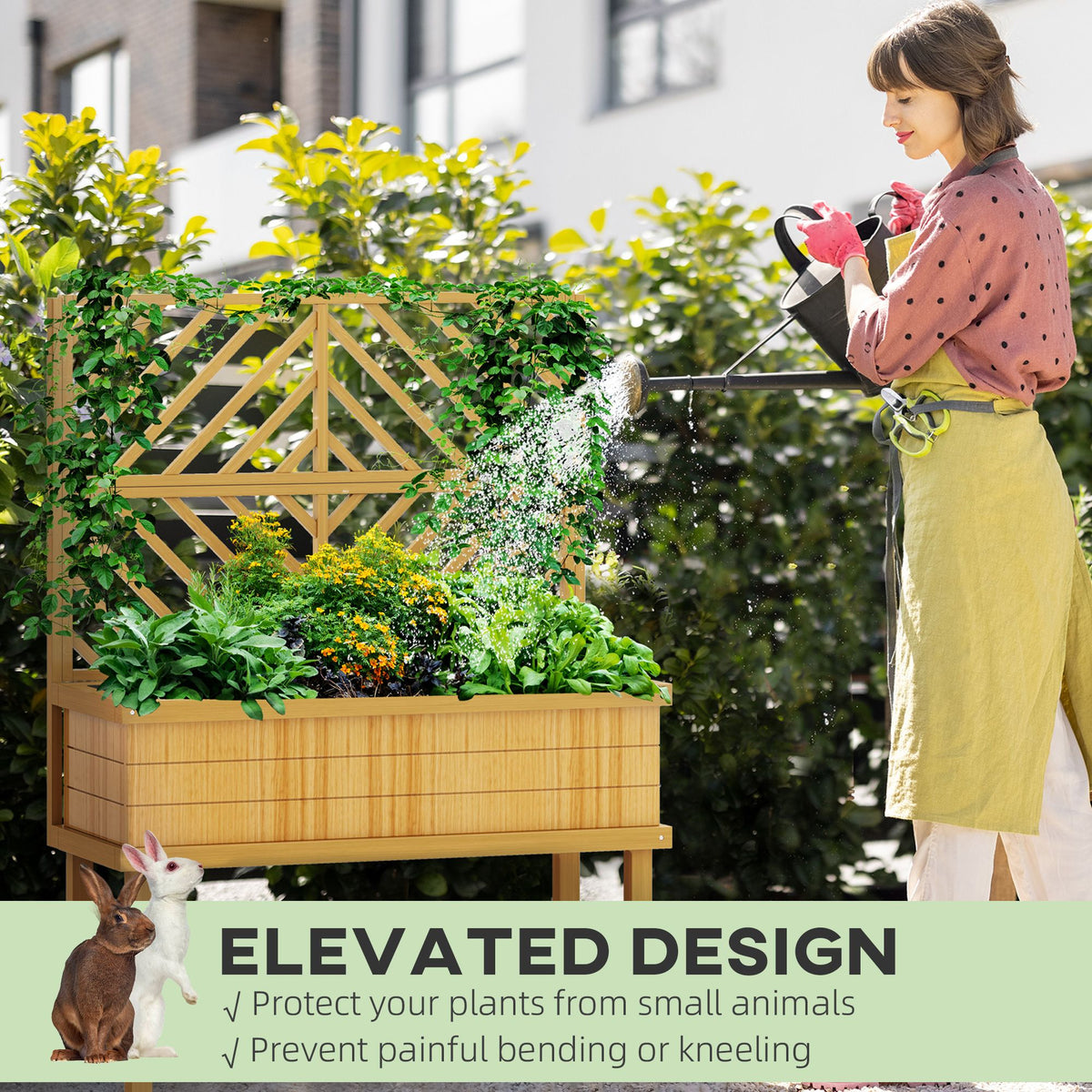 55-Inch Natural Fir Wood Planter with Trellis – product view 7 of 11