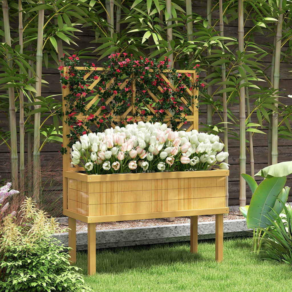 55-Inch Natural Fir Wood Planter with Trellis – product view 10 of 11