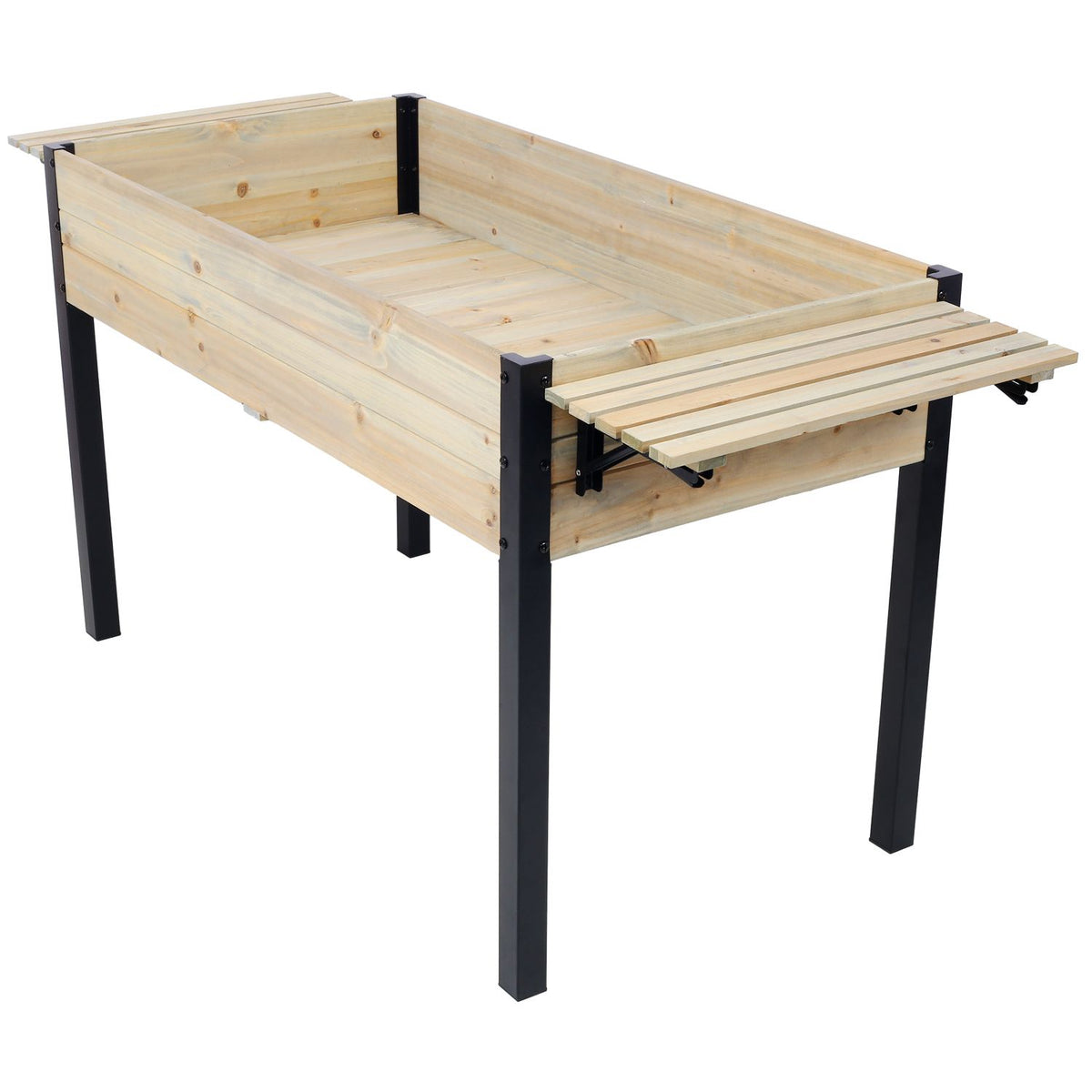 63-Inch Fir Wood Planter with Metal Legs, Natural – product view 4 of 20