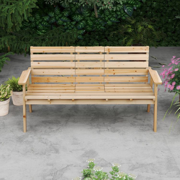 Fir Wood Outdoor Bench with Folding Table – product view 16 of 21