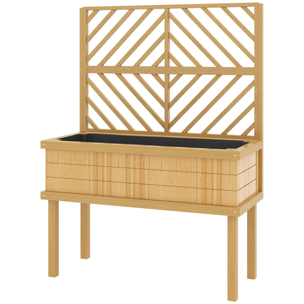 55-Inch Natural Fir Wood Planter with Trellis – main product view