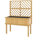 55-Inch Natural Fir Wood Planter with Trellis – main product view