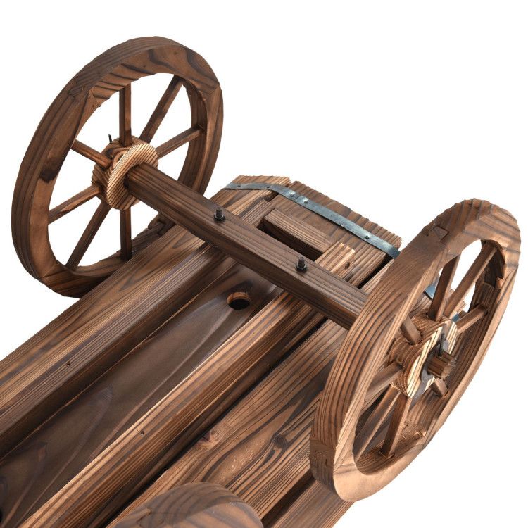 Fir Wood Wagon Planter with Wheels – product view 10 of 12