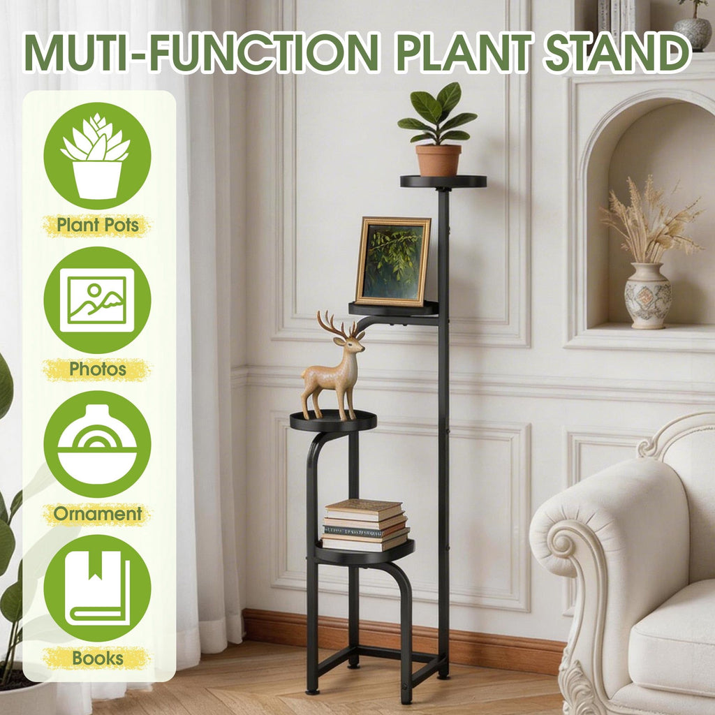 4-Tier Metal Plant Stand, Black – product view 4 of 5