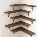 Set of 5 Espresso Corner Wall Shelves – main product view