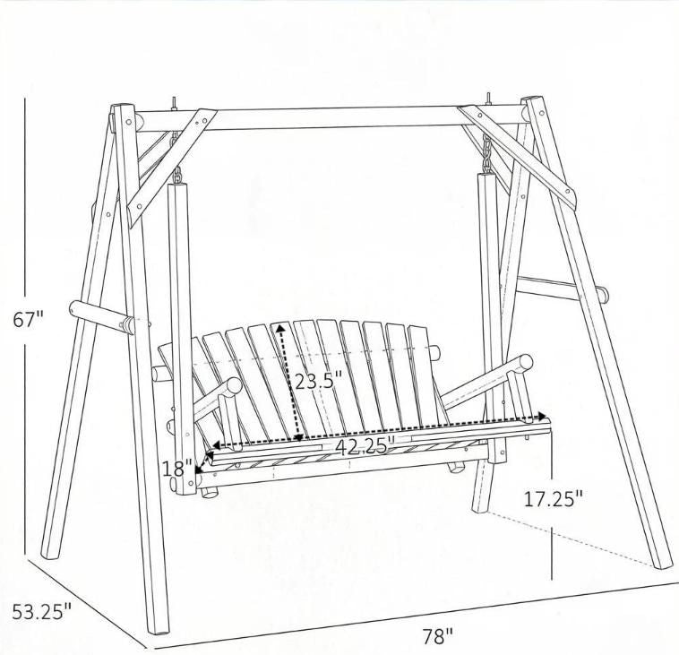 2-Seat Wood A-Frame Swing Bench – product view 5 of 6
