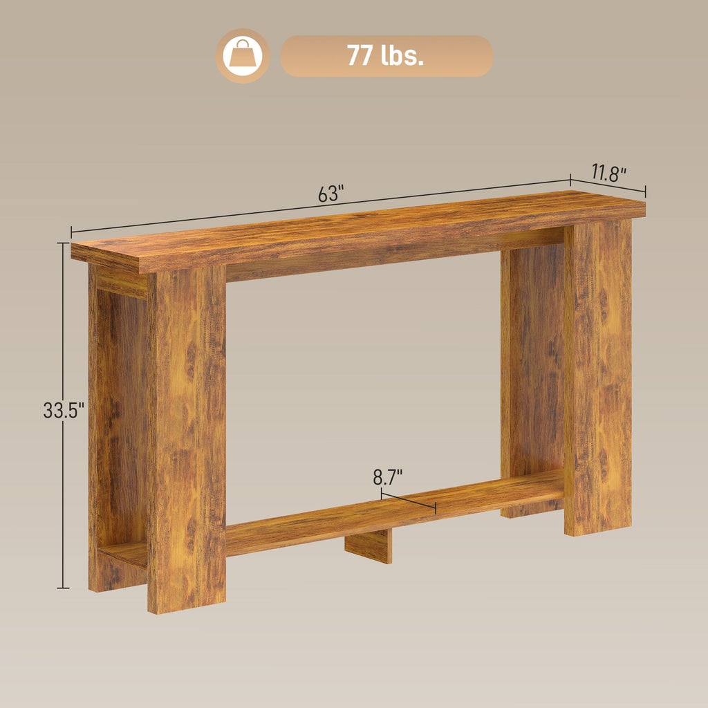 63-Inch Distressed Brown Console Table – product view 3 of 11