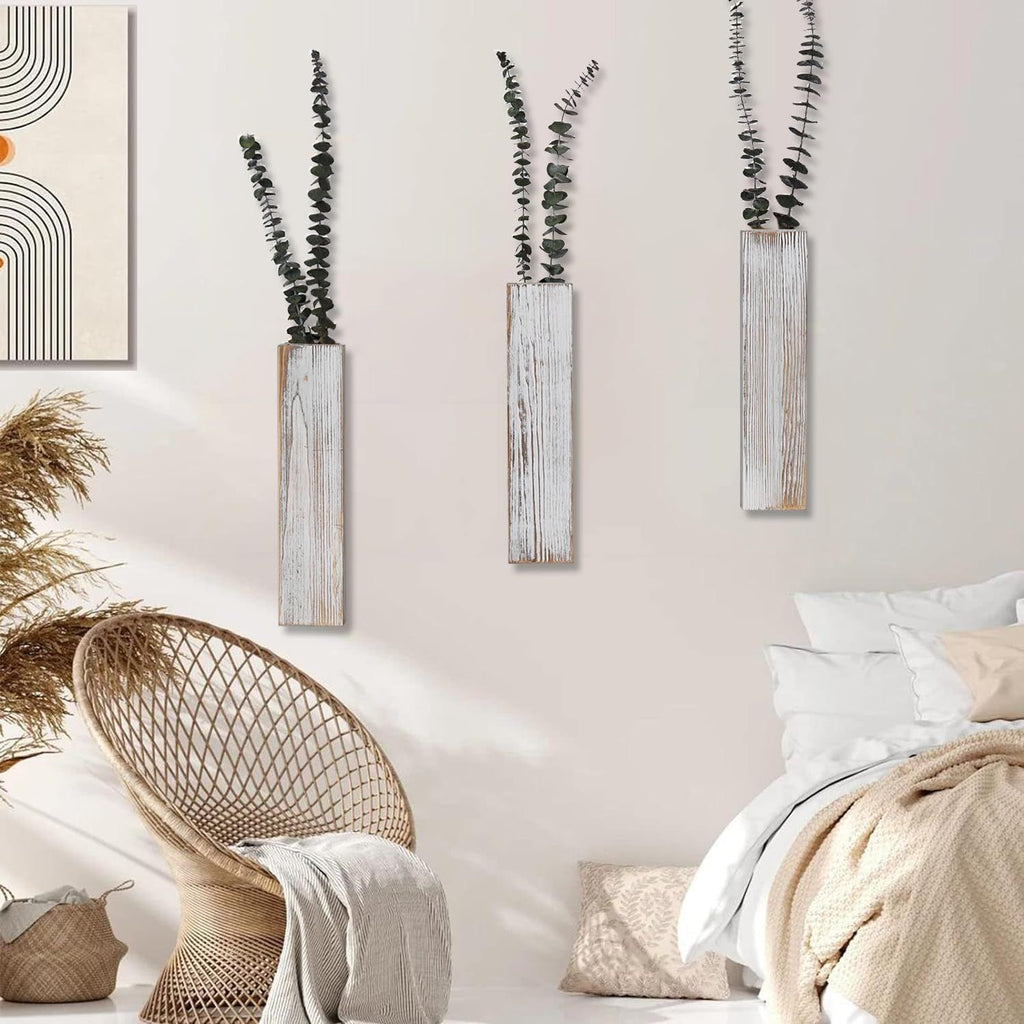 Set of 3 Vintage Wooden Wall Planters – main product view