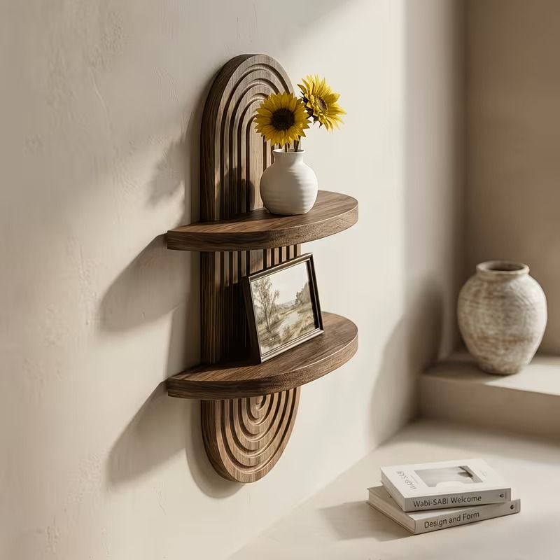 2-Tier Rustic Wood Wall Plant Shelf – product view 8 of 11