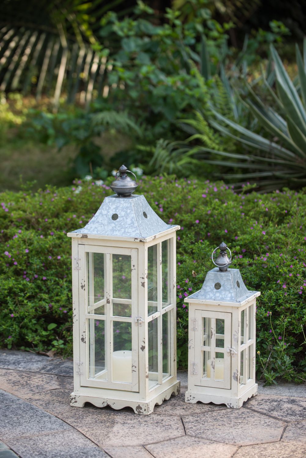 Large Decorative Wooden Hurricane Lantern – main product view