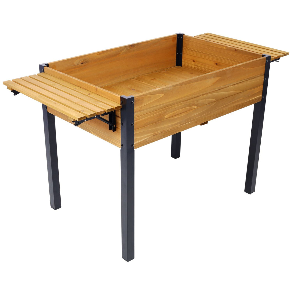 53-Inch Fir Wood Planter with Metal Legs, Brown – product view 4 of 17