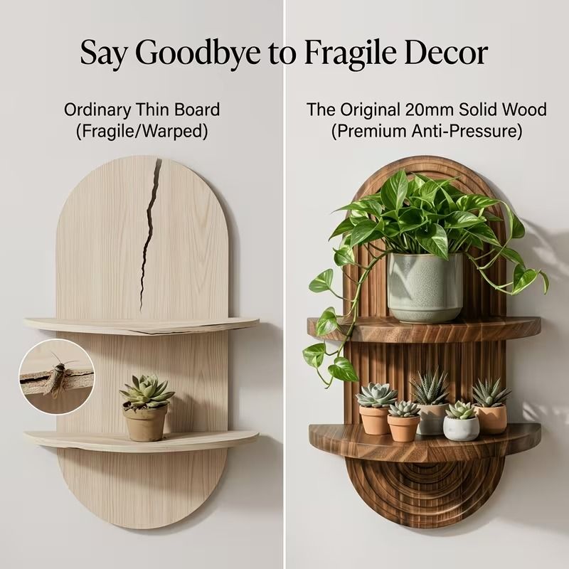 2-Tier Rustic Wood Wall Plant Shelf – product view 5 of 11