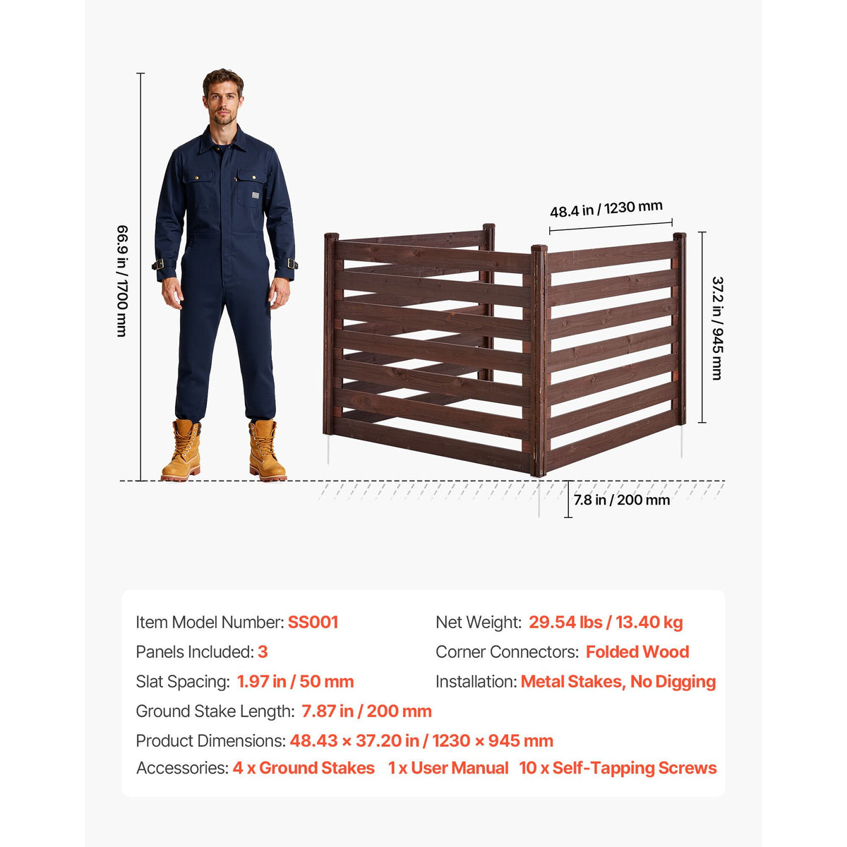 48-Inch 3-Panel Wood Privacy Fence – product view 7 of 12