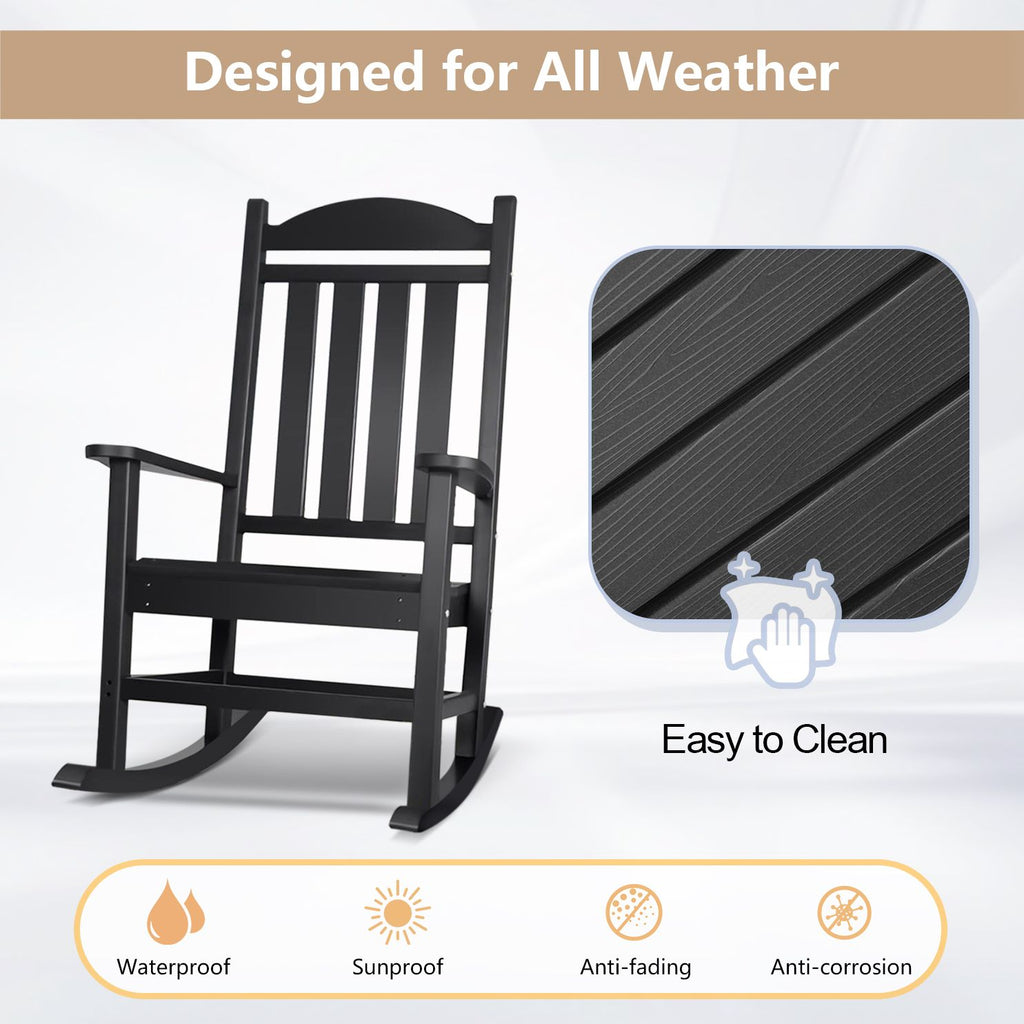 Black HDPE Adirondack Rocking Chair – product view 8 of 9