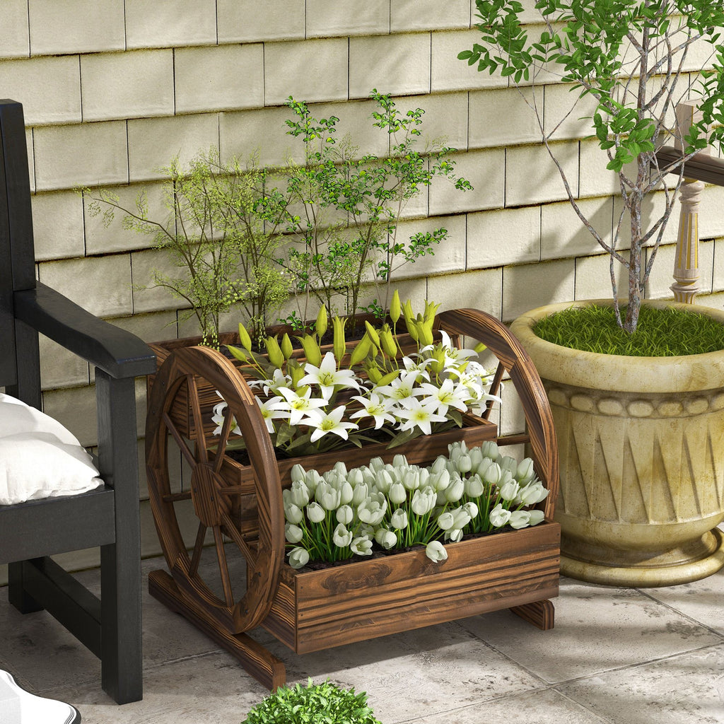 3-Tier Wooden Wagon Planter – product view 10 of 11