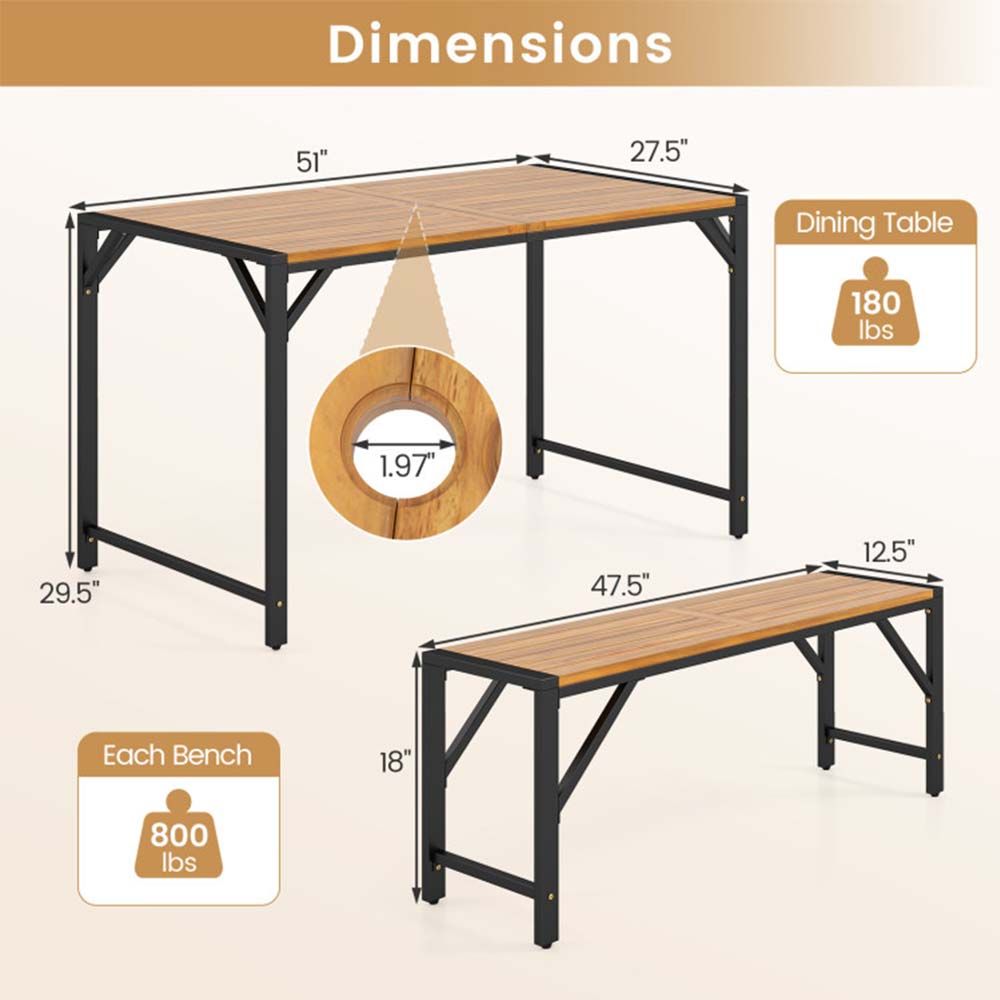 51-Inch Acacia Outdoor Dining Table – product view 11 of 11