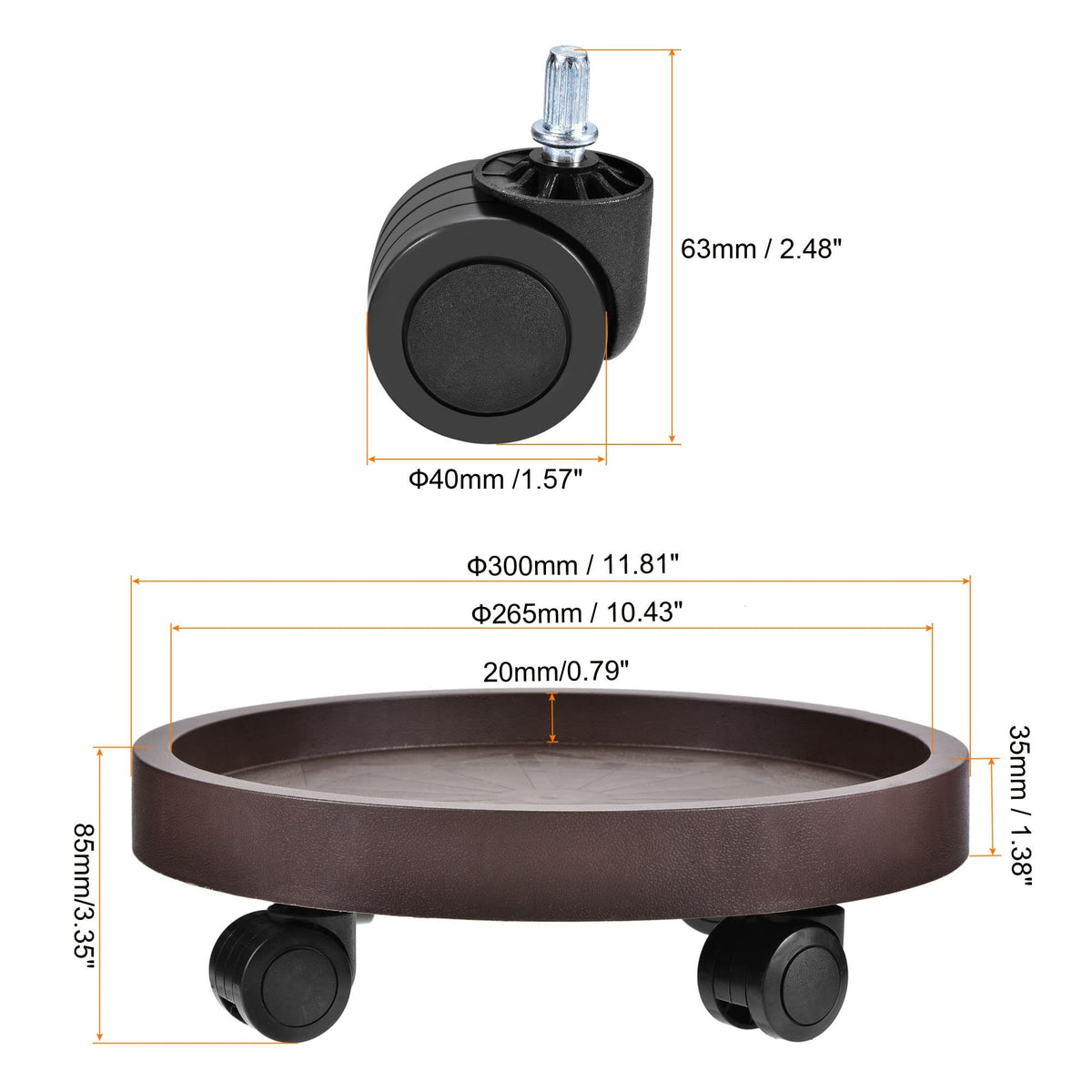 Set of 8 Rolling Plant Caddies – product view 4 of 7