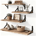 Set of 4 Torched Wood Floating Shelves – main product view