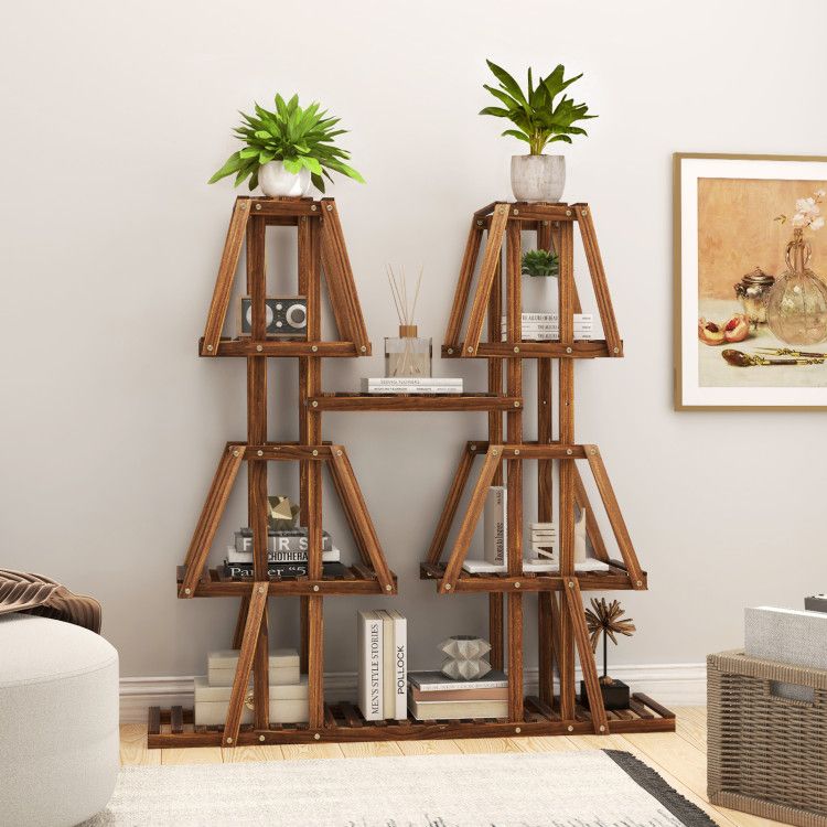 5-Tier Wood Plant Stand for 10 Pots – product view 3 of 10